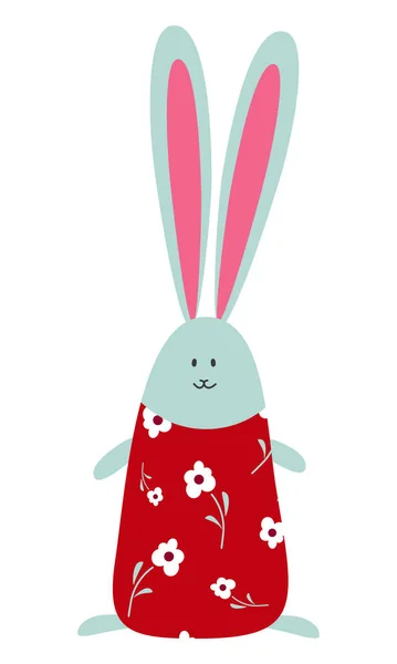 Decorative Cute Easter Bunny Dress Floral Pattern Clipart Isolated Element — ストックベクタ