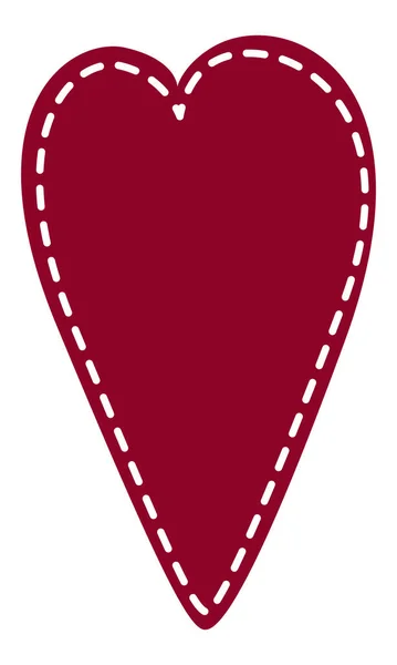 Textile Burgundy Heart Handmade Stitching Clipart — 图库矢量图片