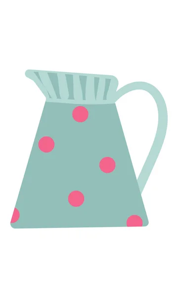 Metal Blue Watering Can Decor Pink Polka Dots Clipart — ストックベクタ