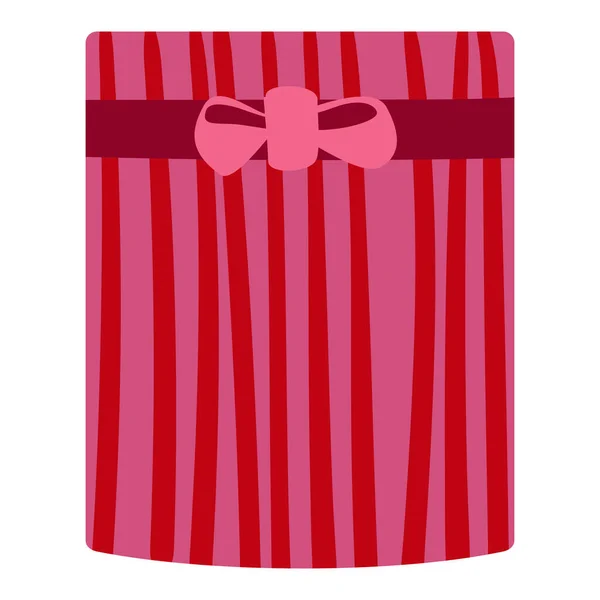 サテンリボン付き明るい赤垂直ストライプの帽子箱 — ストックベクタ