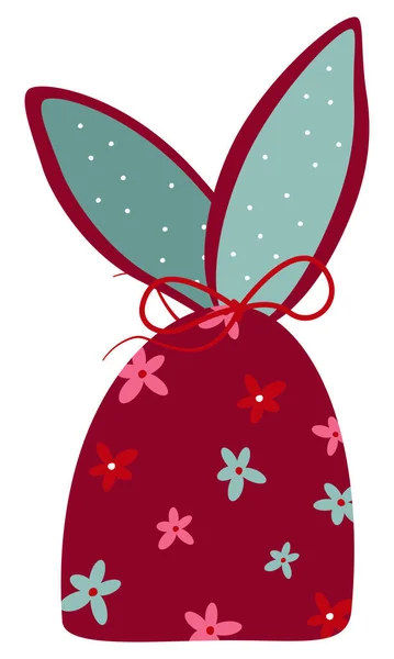 Handmade Textile Red Gift Bag Floral Pattern — Stockový vektor