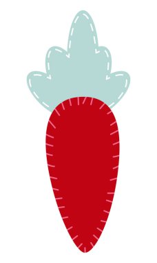 Handmade textile red carrot with blue tops