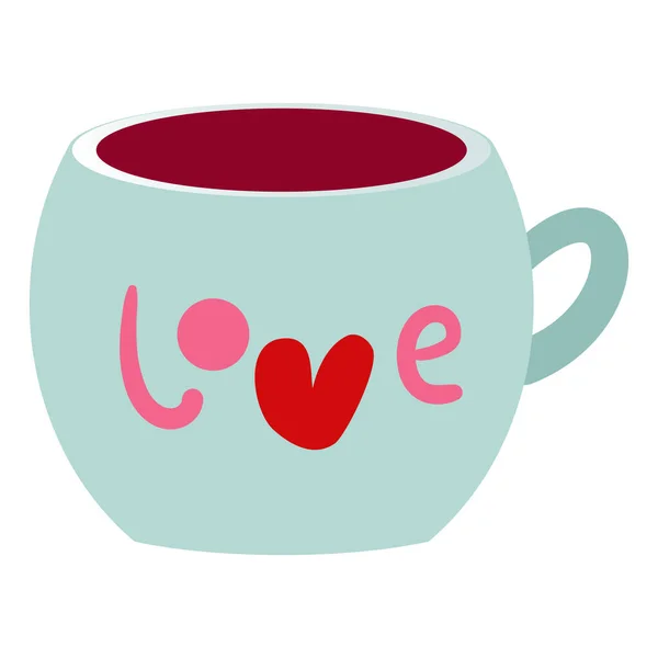 Decorative Blue Mug Word Love — Image vectorielle