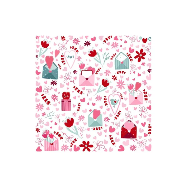 Illustrated Square Valentine Day — Stock Vector