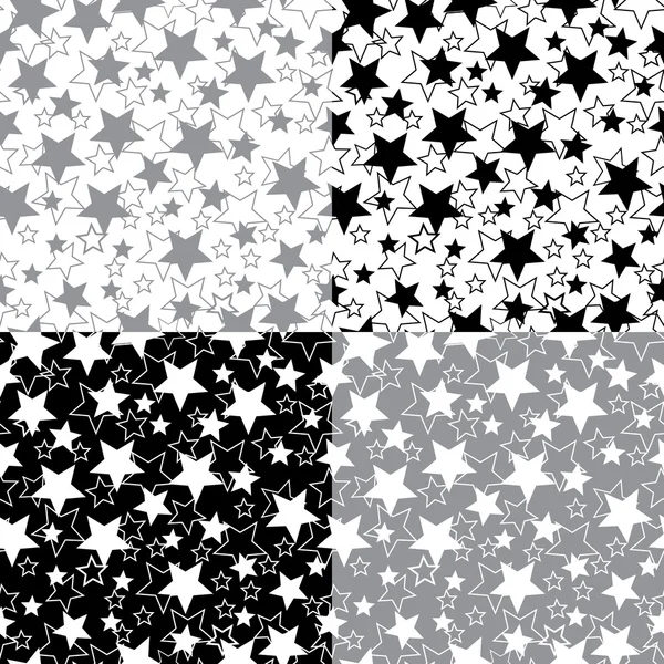 Estrellas en un conjunto de patrón o fondo sin costuras. Vector . — Archivo Imágenes Vectoriales