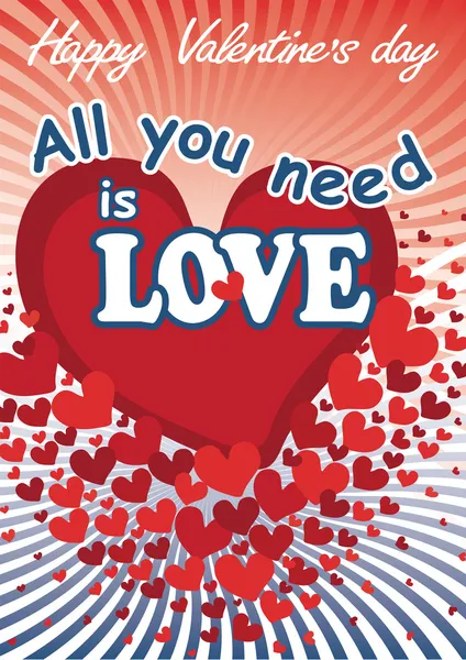 Fliegende rote Herzen in Valentinskarten. Alles was Sie brauchen, ist love.vecto — Stockvektor