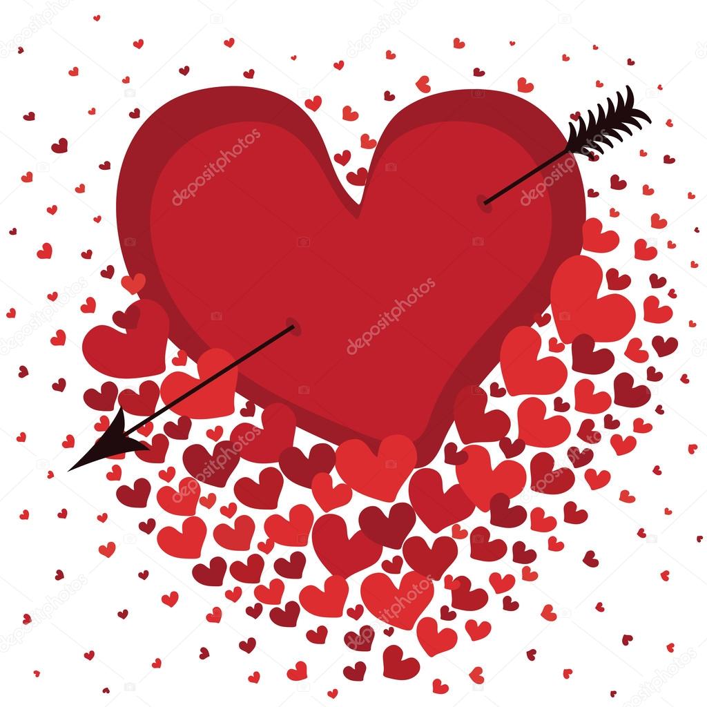 Heart with arrow in white background.Vector