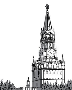 Moskova kremlin.russia.a grafik illüstrasyon