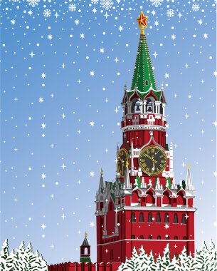 Moskova kremlin.russian winter.iillustration