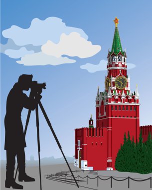 Moskova kremlin.the photographer.vector illüstrasyon