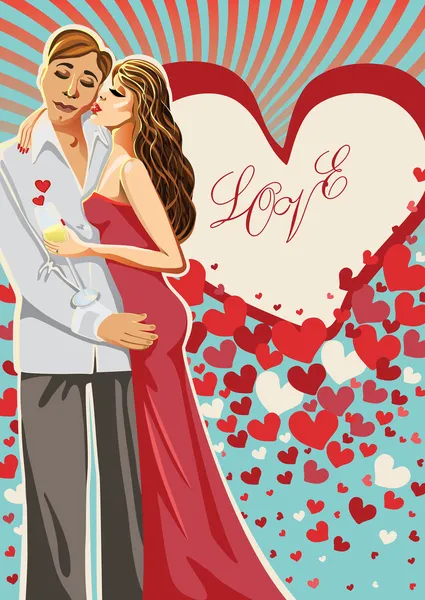 Bacio Amanti uomo e donna.Illustrazione — Vettoriale Stock