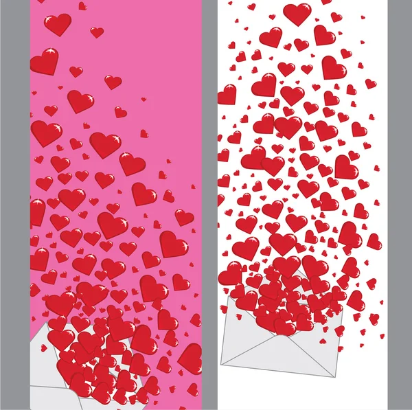 Milostný dopis s banners.vector valentines.vertical srdce — Stockový vektor