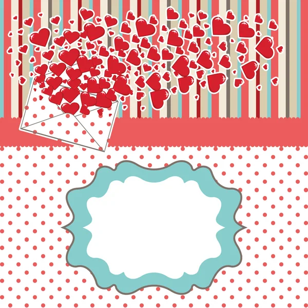 Vintage valentines ontwerpsjabloon met hartjes en polka dot — Stockvector