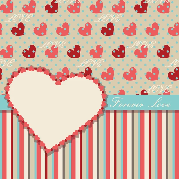 Modello di design di San Valentino con cuori e strisce — Vettoriale Stock