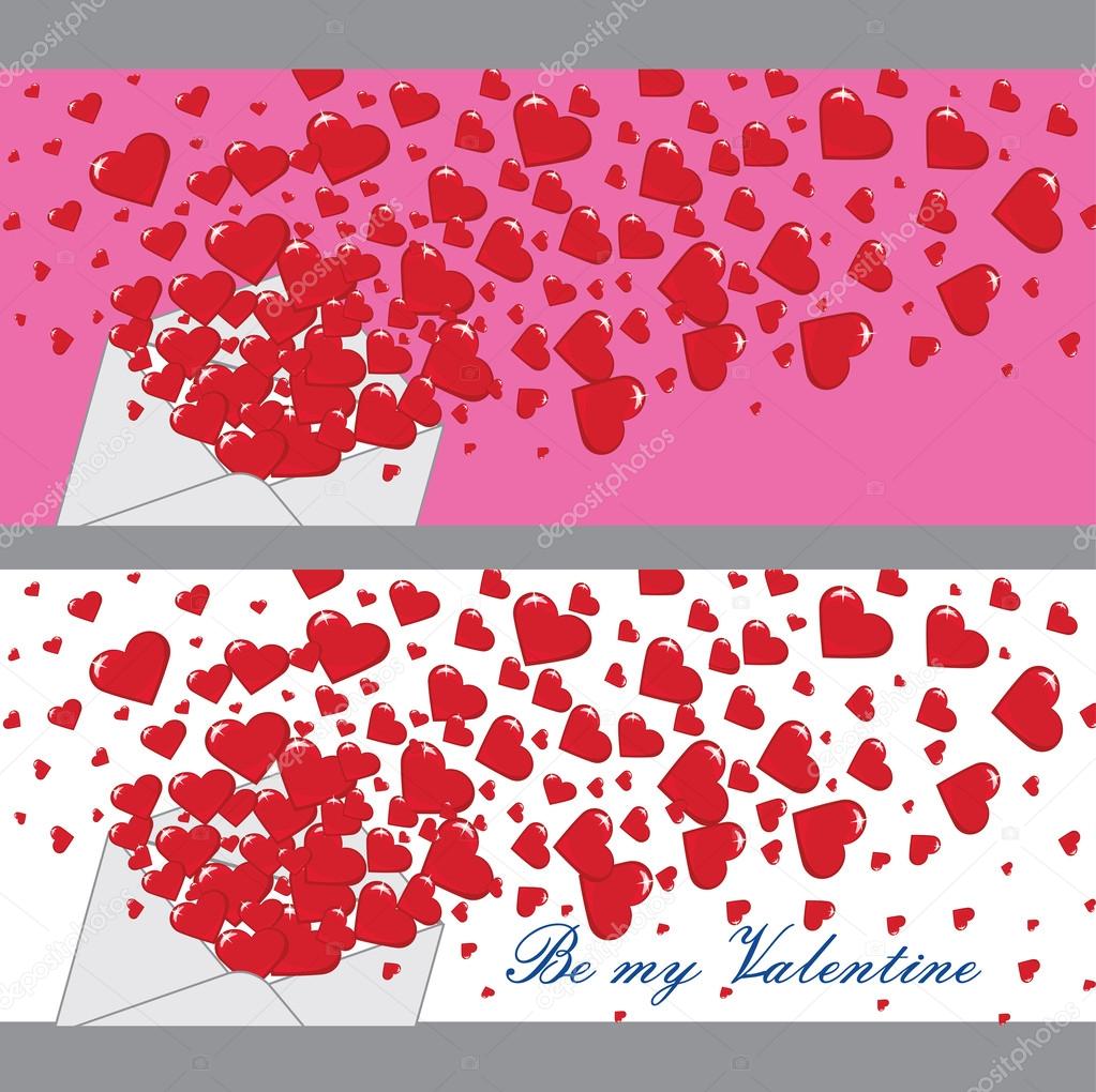 Love letter with hearts Valentines.Banners.Vector
