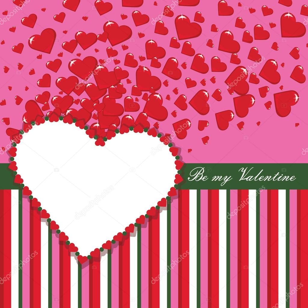 Valentines Design Template with hearts and strips
