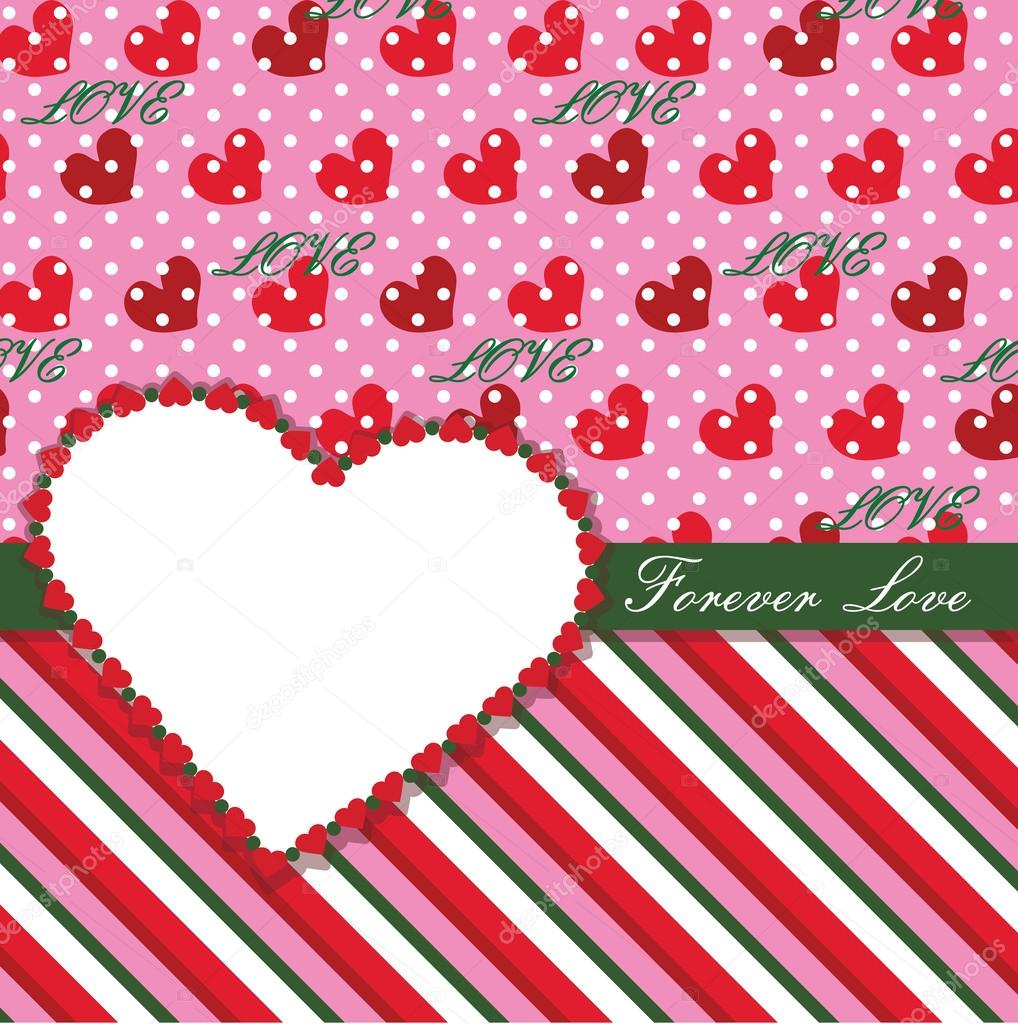 Valentines Design Template with hearts, polka dot and strips