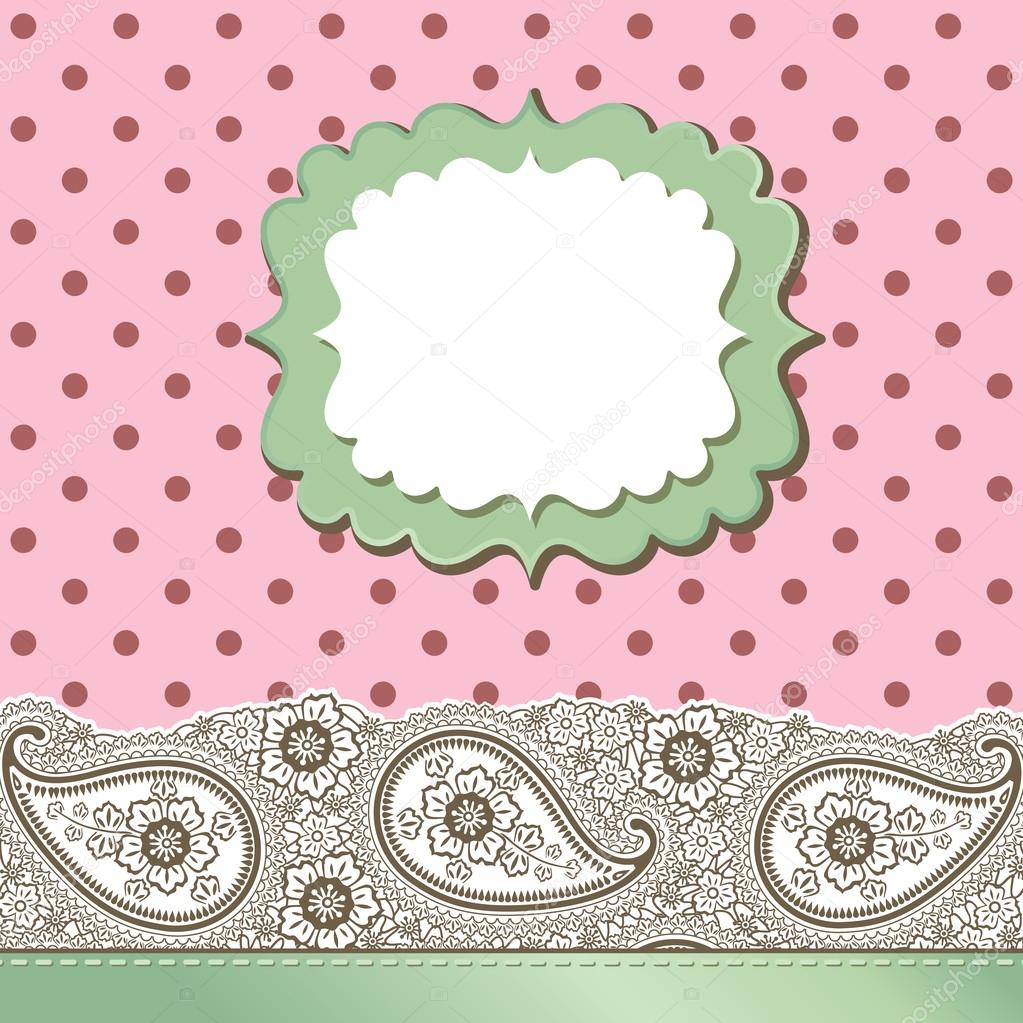 Vintage Paisley Strip lace and polka dot.Design template,artwork
