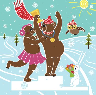 boz ayı şampiyonu pedestal.winter sports.awarding kazanan üzerinde