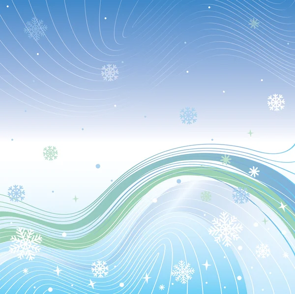 Fundo Gradiente abstrato com flocos de neve e linhas.Inverno — Vetor de Stock