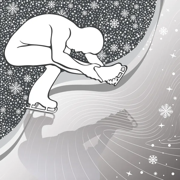 Man figuur skates.design sjabloon met lijnen en sneeuwvlokken — Stockvector