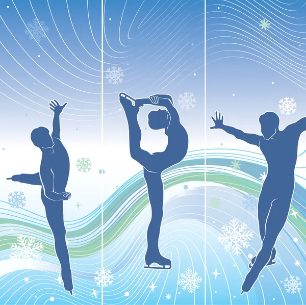 Homem patinadores em fundo abstrato.Três banner vertical. Inverno — Vetor de Stock