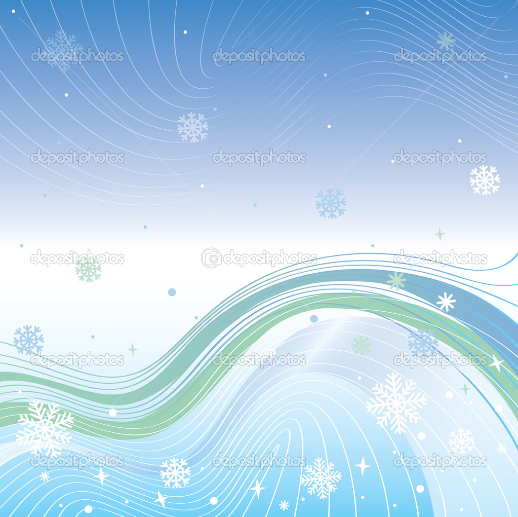 Abstract Gradient background with snowflakes and lines.Winter