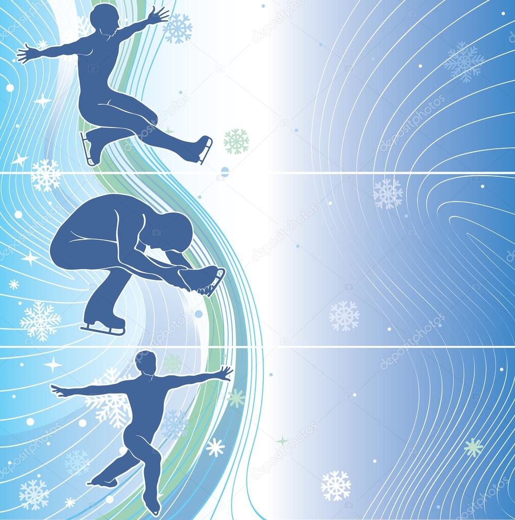 Man skaters in abstract background.Three horizontall banner.Wint