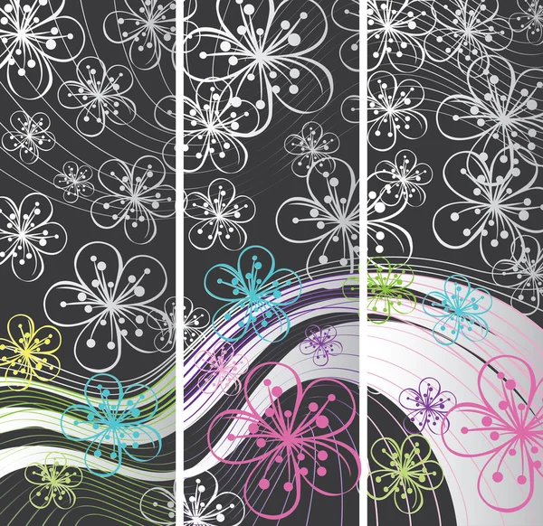 Abstract Spring banners. Flowers on the line background — Stock Vector