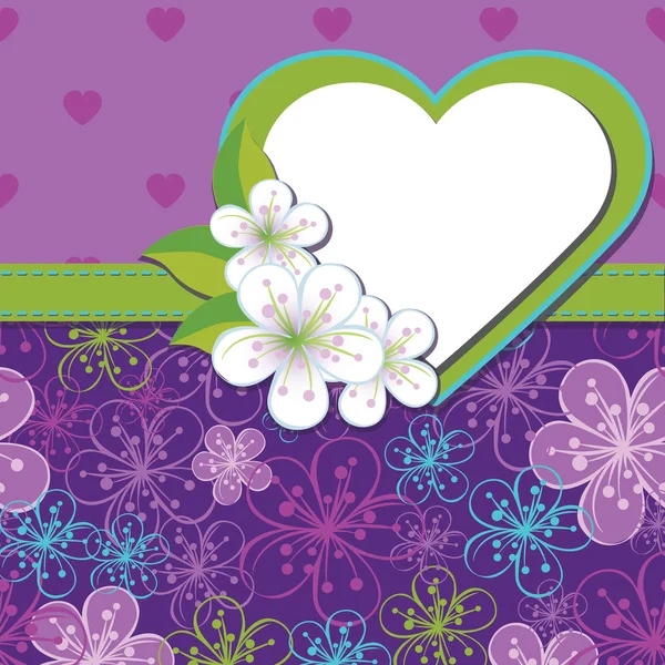 Spring design template.cherry blommor bakgrund och hjärta — Stock vektor