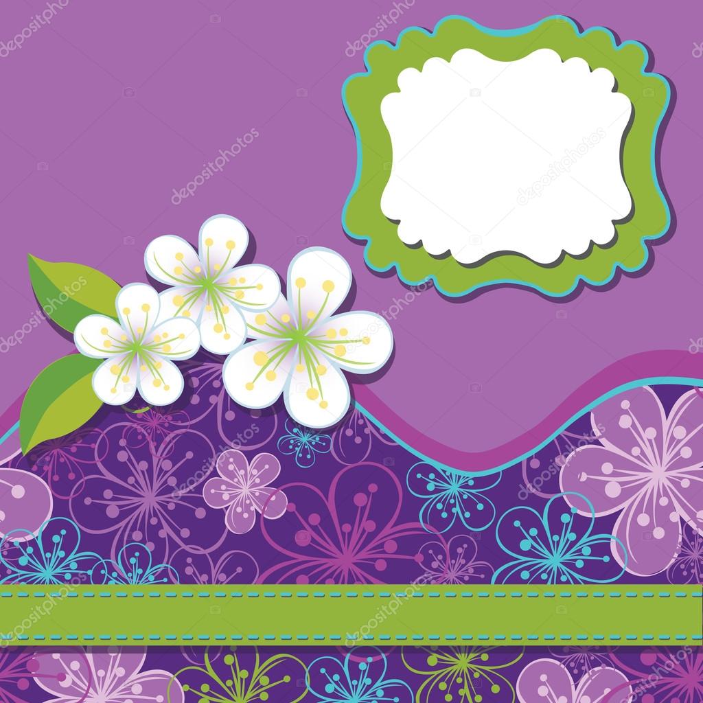 Spring Design template.Cherry flowers background