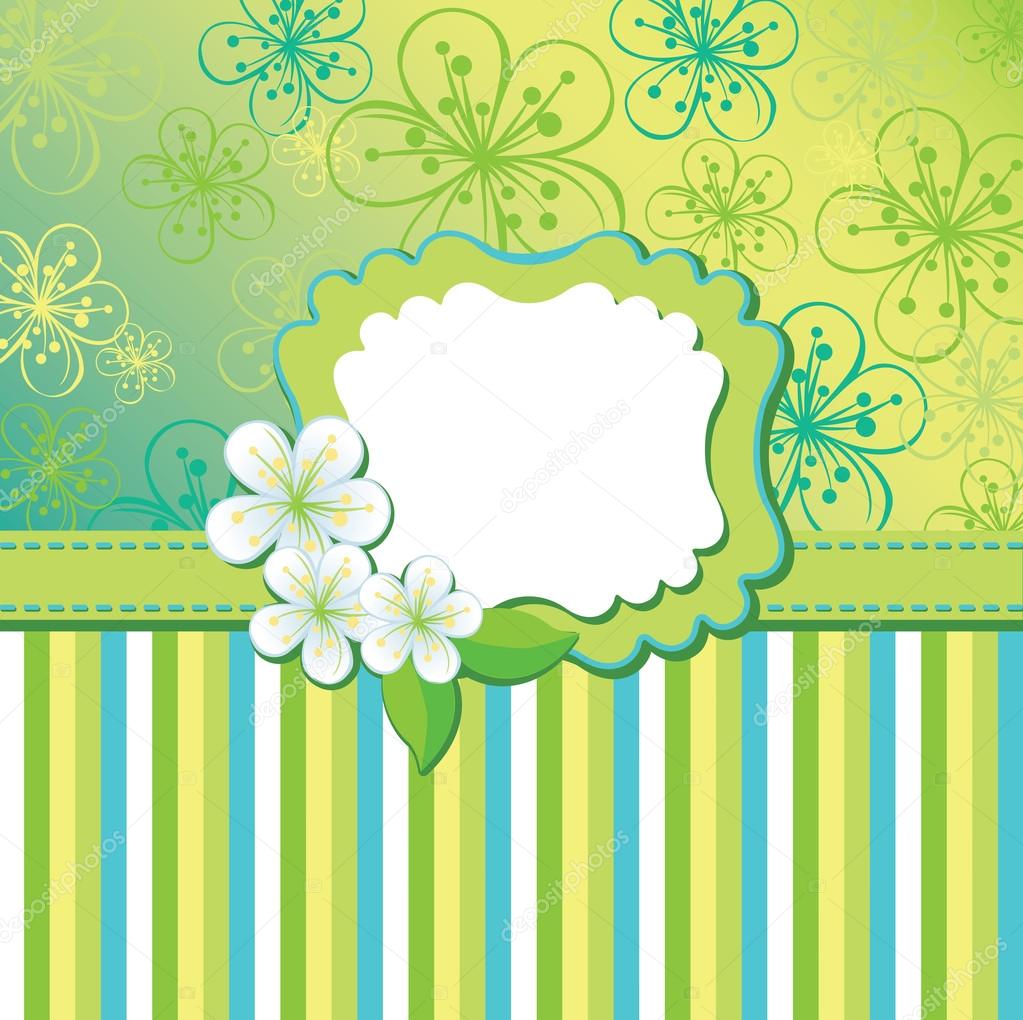 Spring flowers background and strips. Design template