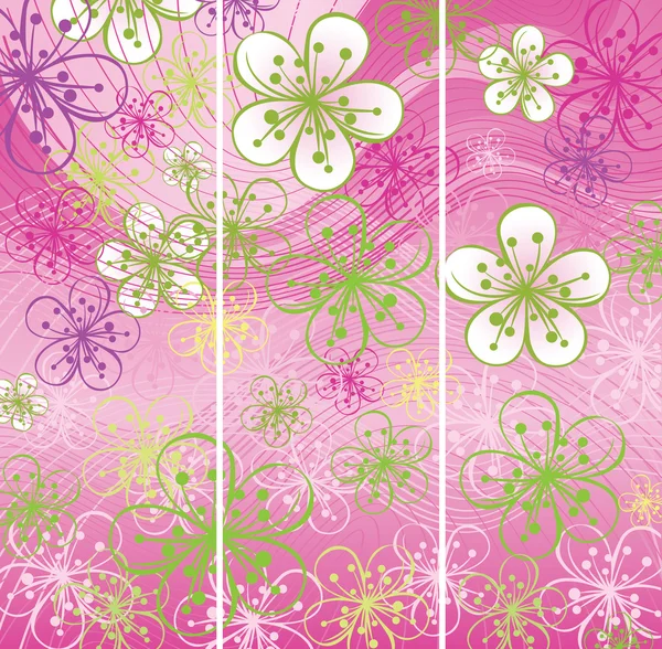 Three Spring banners.Flowers abstract background — Stock Vector