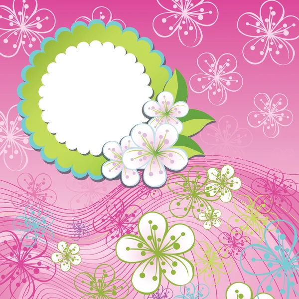 Spring Design template.Cherry flowers and line in background — Stock Vector