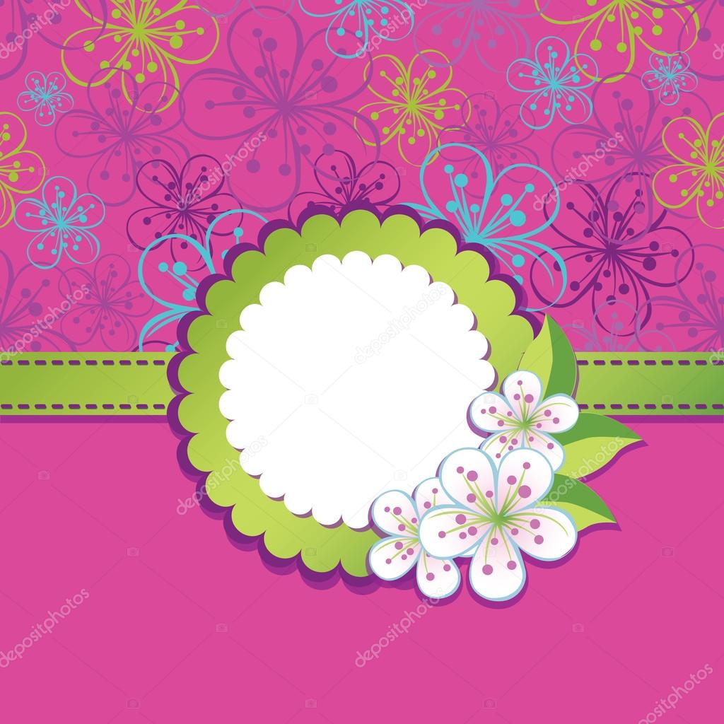 Spring Design template.Cherry flowers background