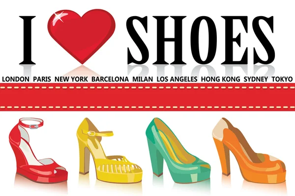 Színes divat Női shoes.fashion illusztráció — Stock Vector