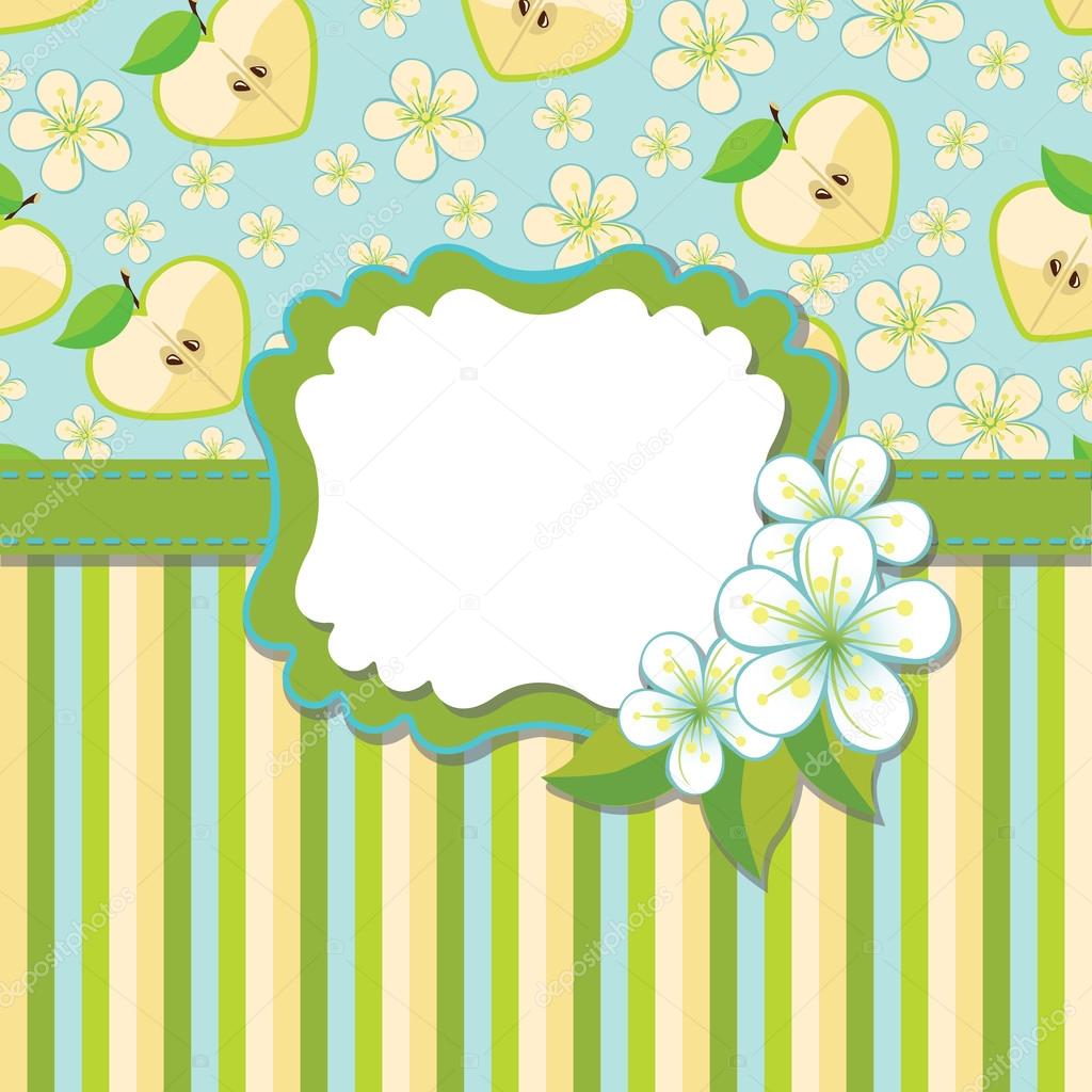 Spring Design template.Cherry flowers background and strips