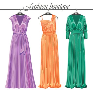 üç uzun ipek parti elbise hanger.fashion butik