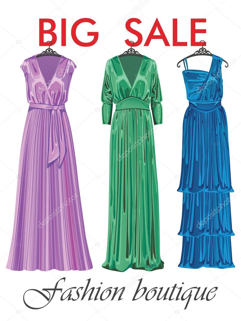 Three silk party dresses.Sale