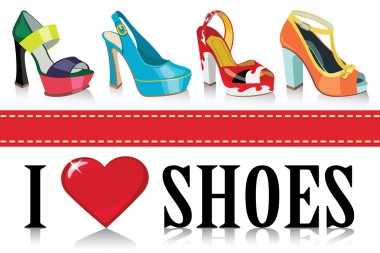 renkli moda bayanlar shoes.fashion illüstrasyon