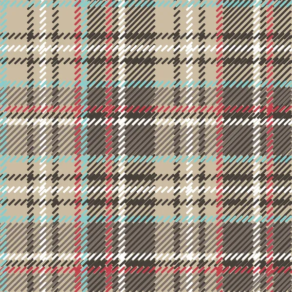 Padrão vetorial sem emenda bege, marrom, azul, vermelho e branco tartan —  Vetores de Stock