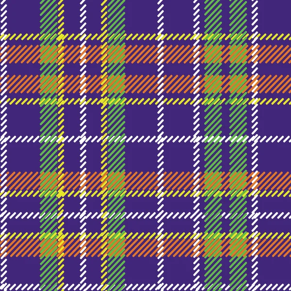 Violeta, verde, laranja, amarelo e branco tartan padrão vetor sem costura —  Vetores de Stock