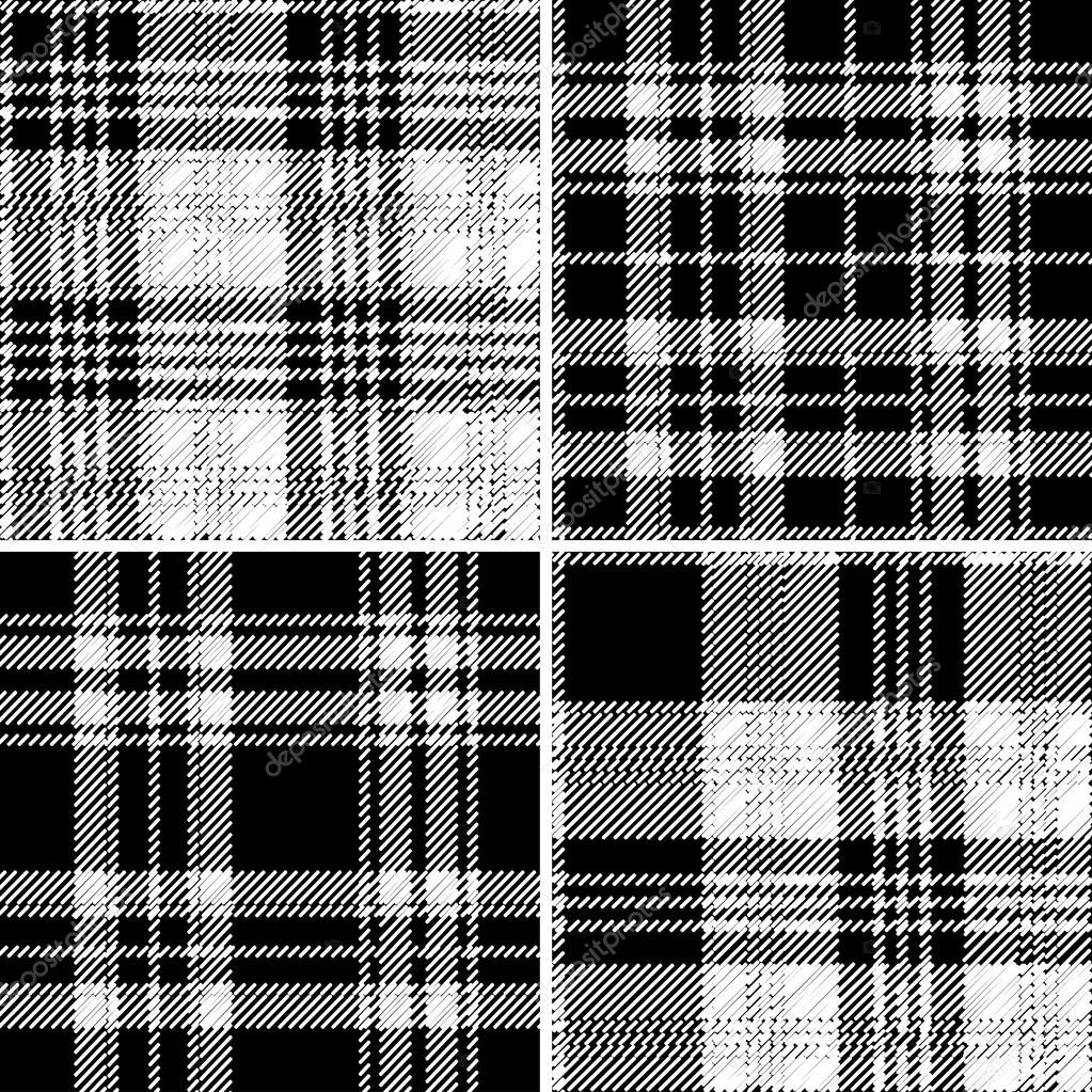 Download - Black and white tartan traditional fabric seamless vector patter...
