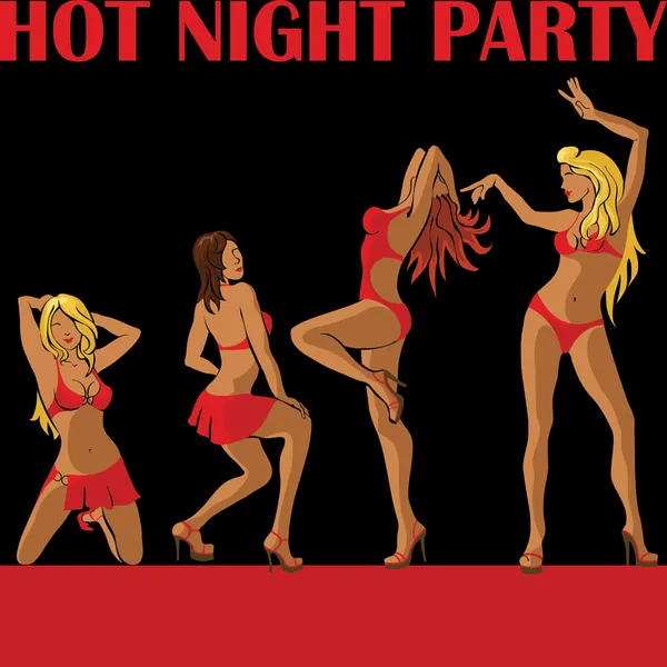 Mehrere tanzende female.hot Nacht Party — Stockvektor