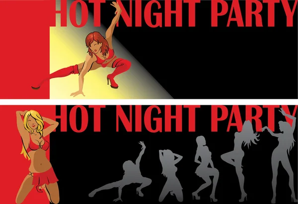 Χορός female.night party.two προσκλητήριο εισιτήριο — Διανυσματικό Αρχείο