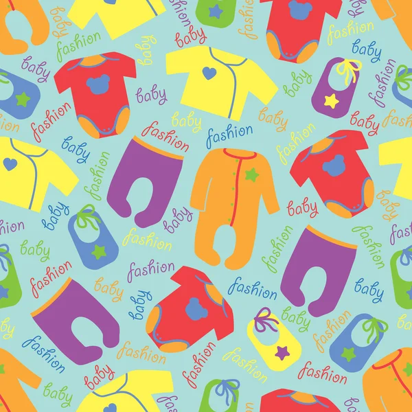 Bunte Kleidung für neugeborene Babys nahtlose pattern.baby fashion — Stockvektor