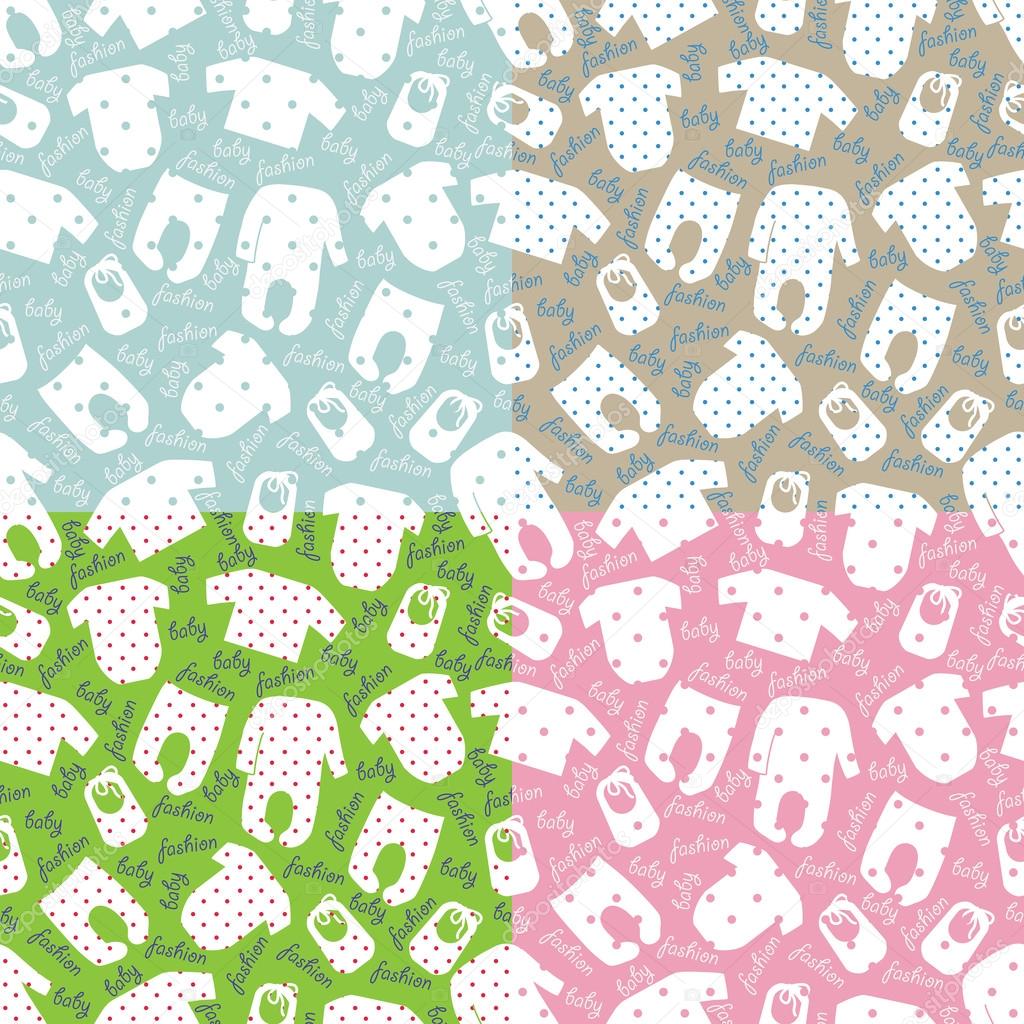 Clothes for newborn baby.Seamless pattern set