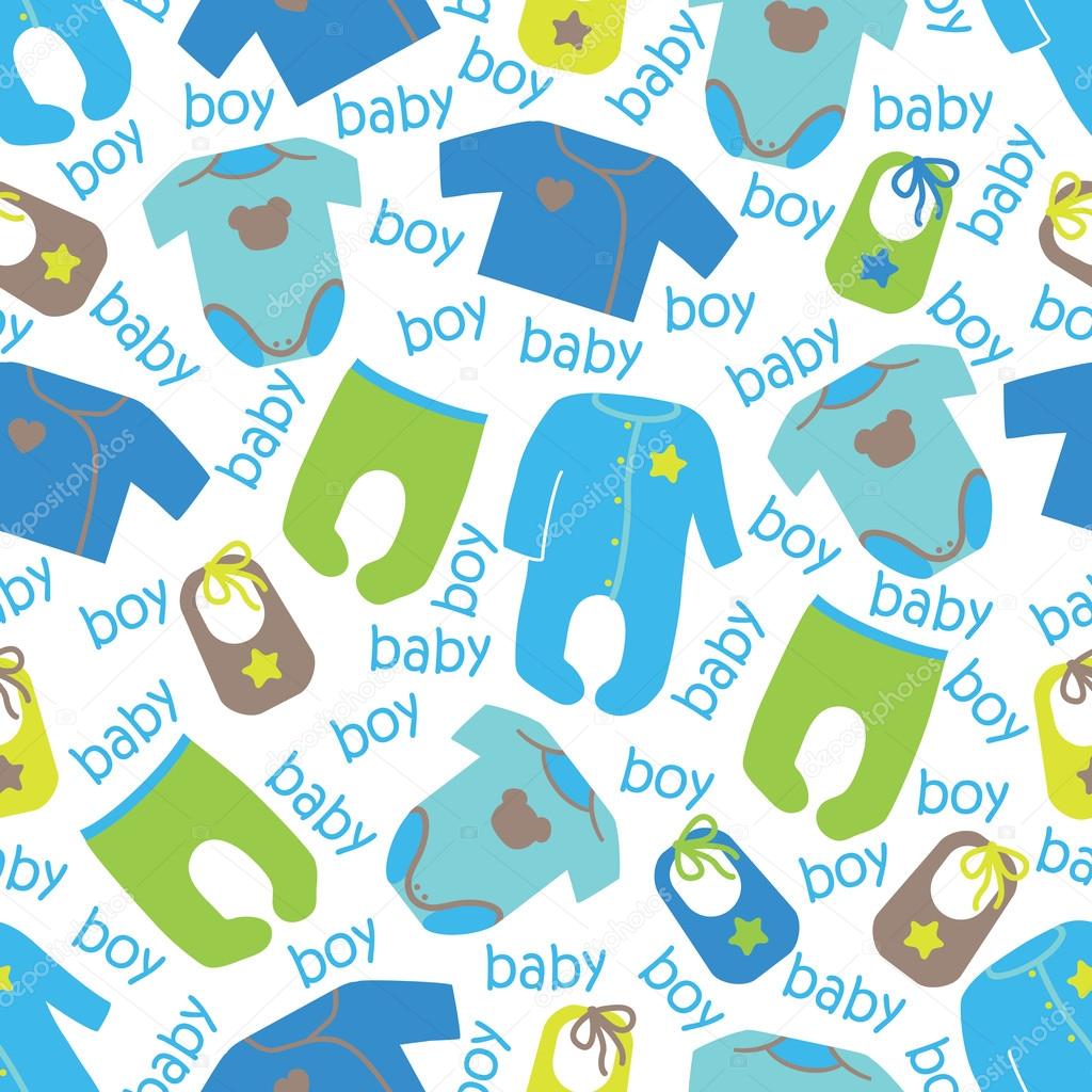 Clothes for newborn baby boy seamless pattern.Baby boy