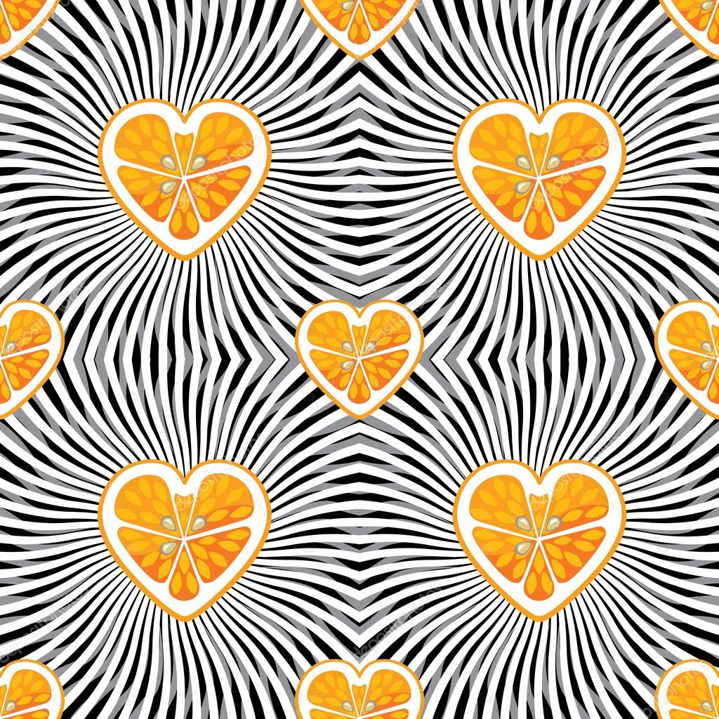 Halves orange on abstract background.Seamless pattern