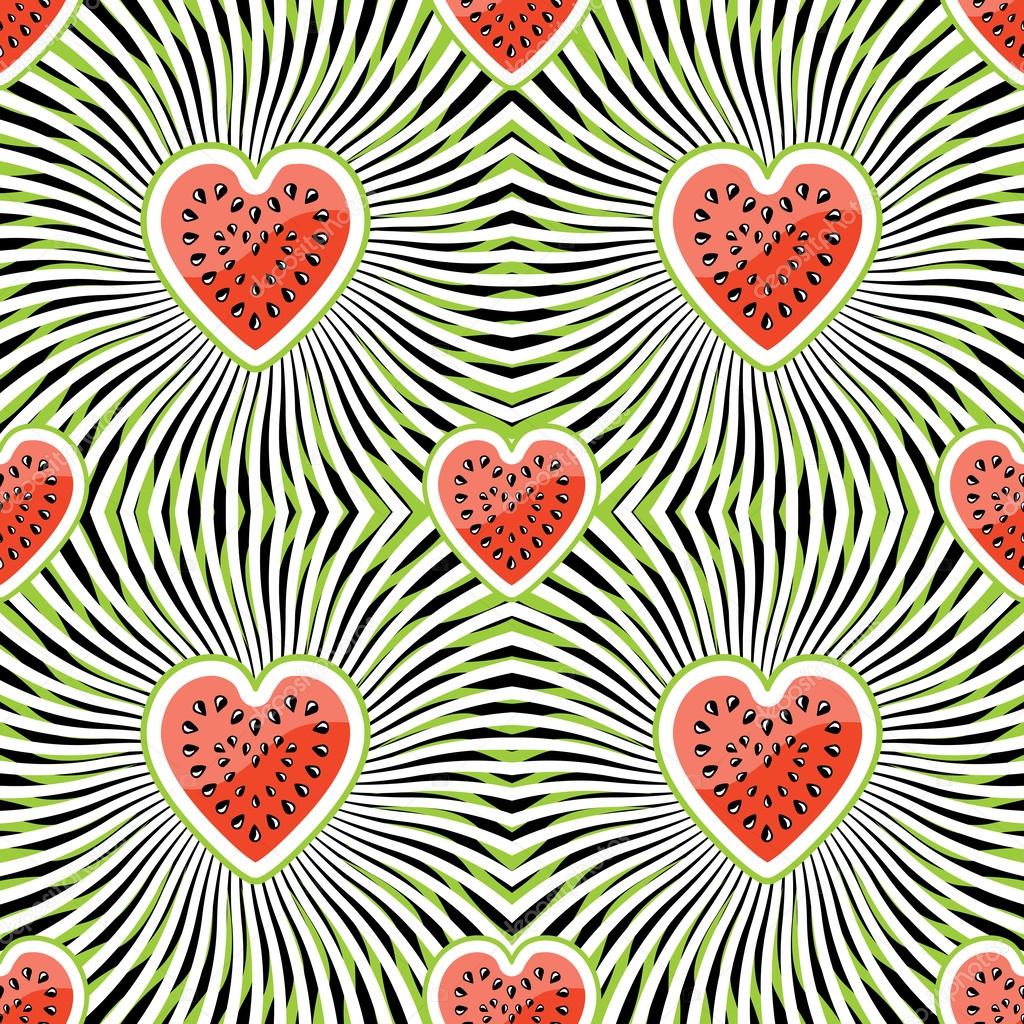 Halves watermelon on abstract background.Seamless pattern